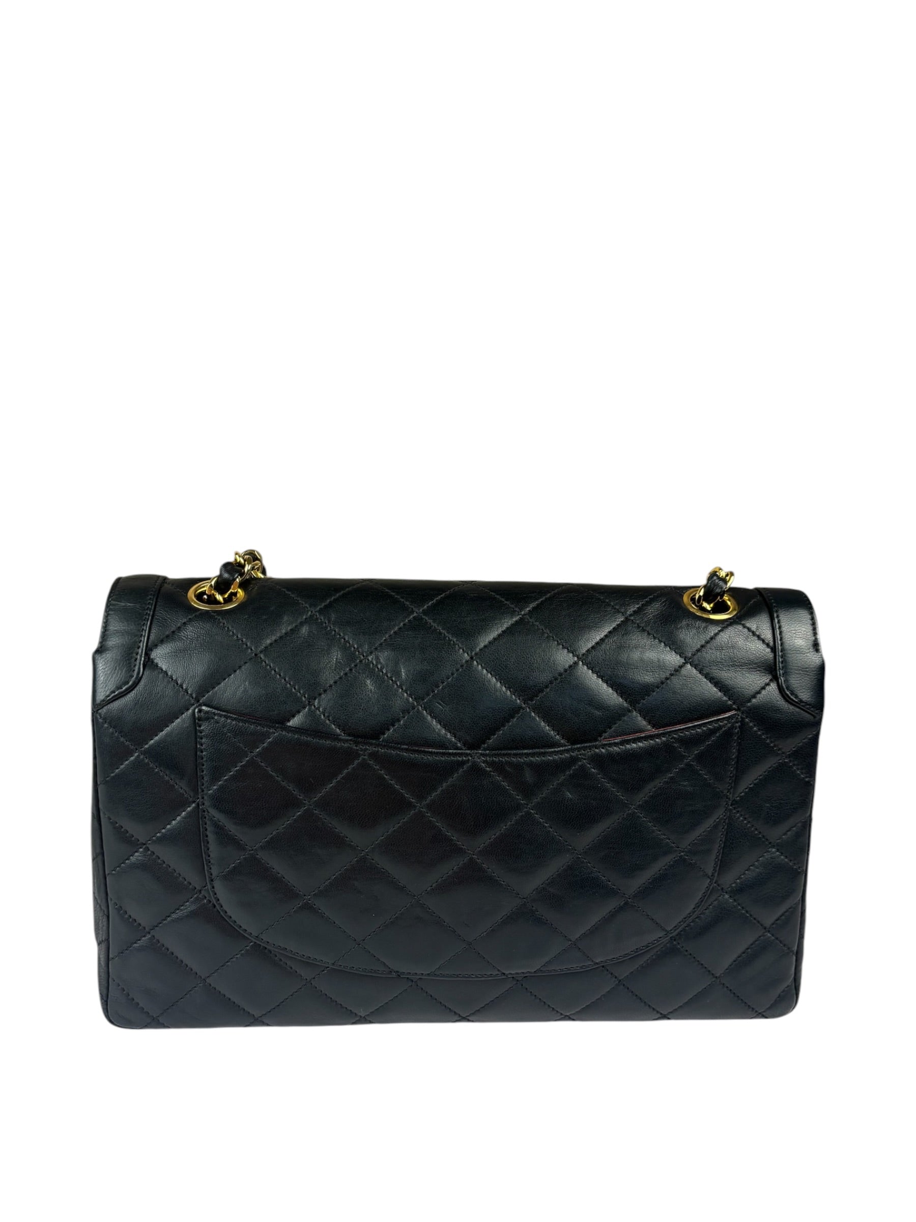 Chanel Vintage Black Quilted Leather Double Flap Bag 1995