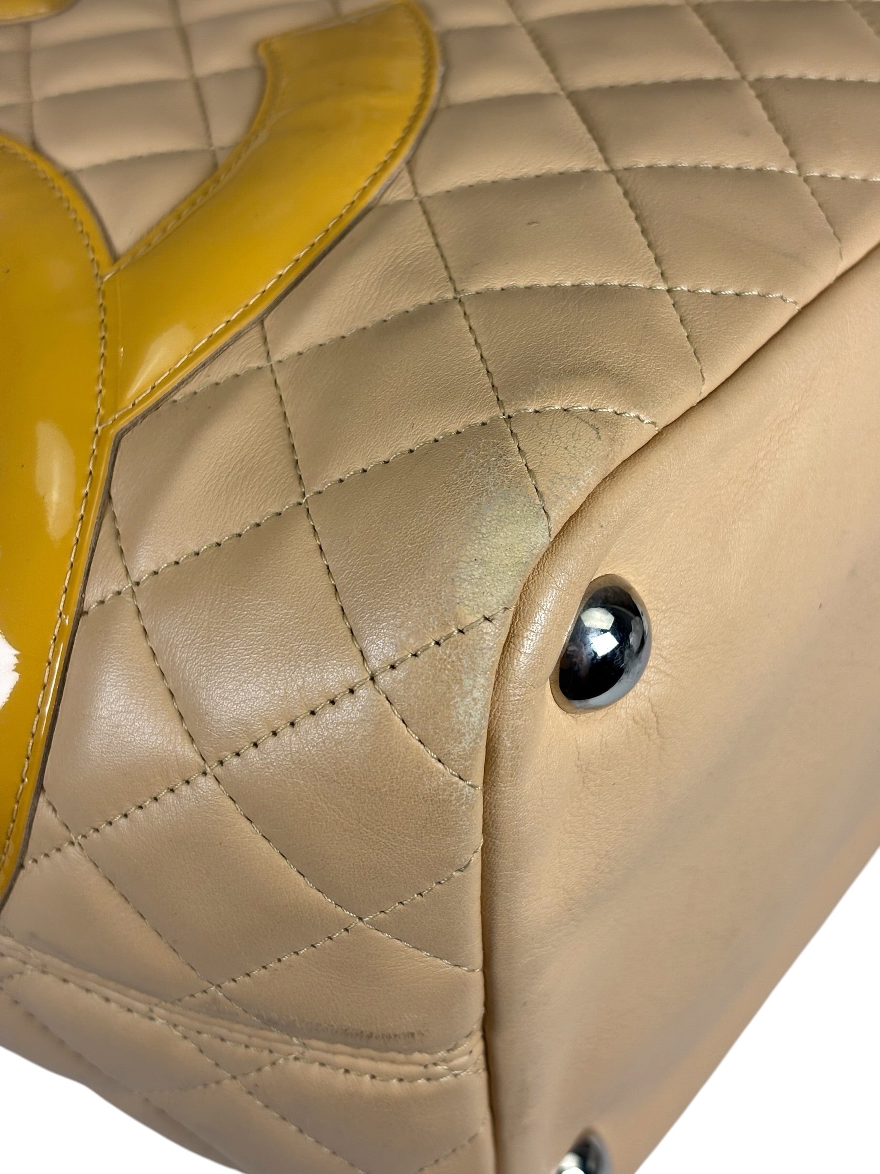 Chanel Beige Quilted Lambskin Linge Cambon Tote2005