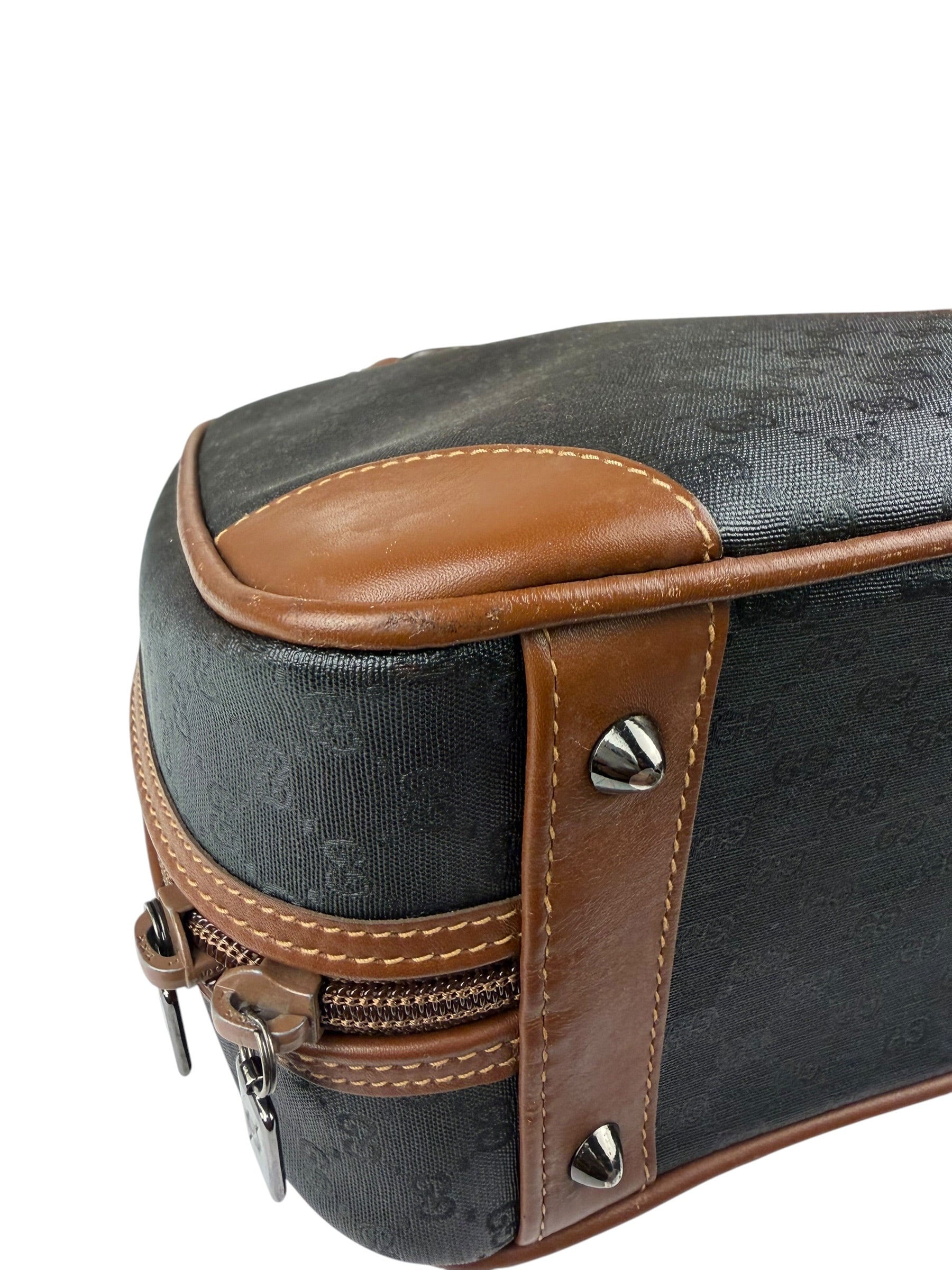 Gucci Vintage Micro GG Black/Brown Supreme Satchel Hand Bag