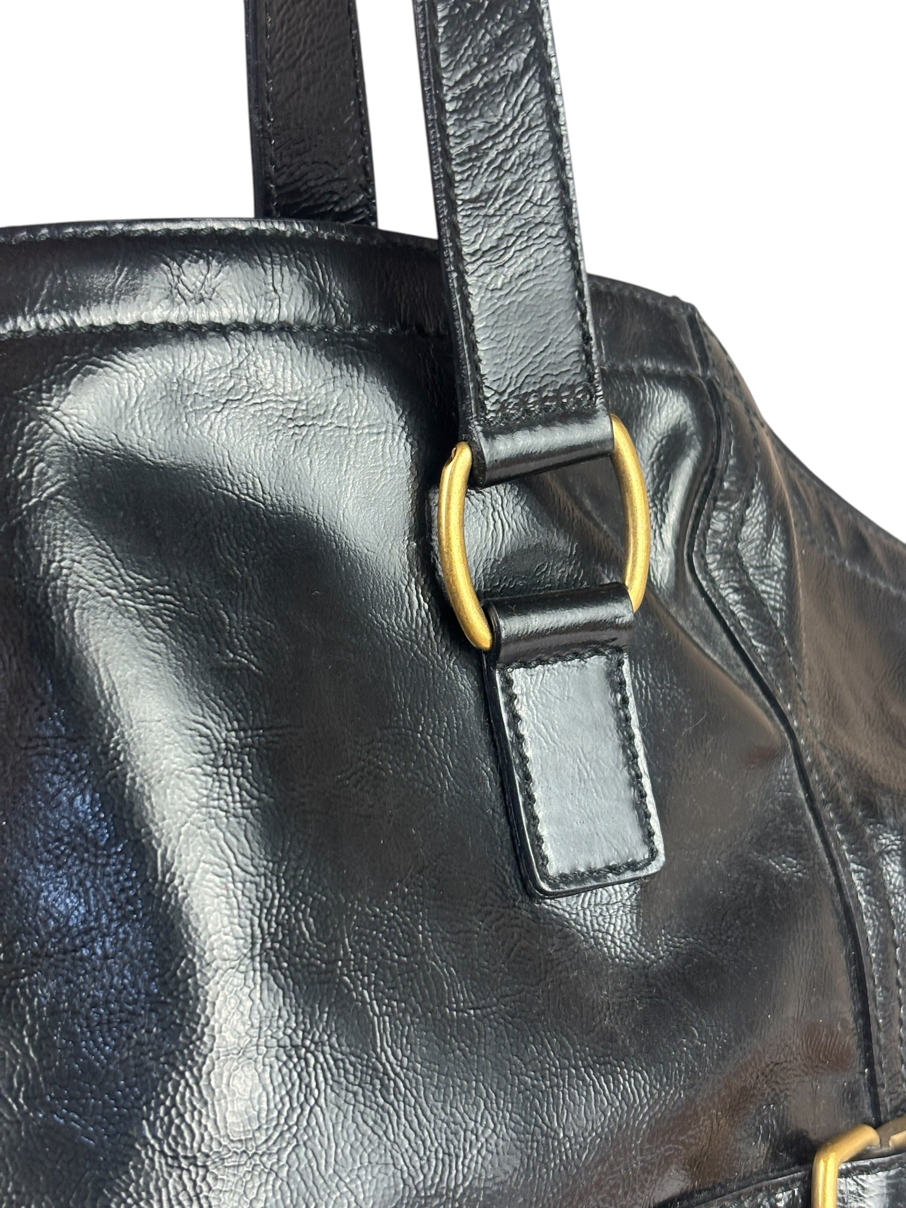 Yves Saint Laurent Black Patent Leather Downtown Tote