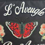Gucci Black Nylon Butterfly Embroidered Zip Pouch