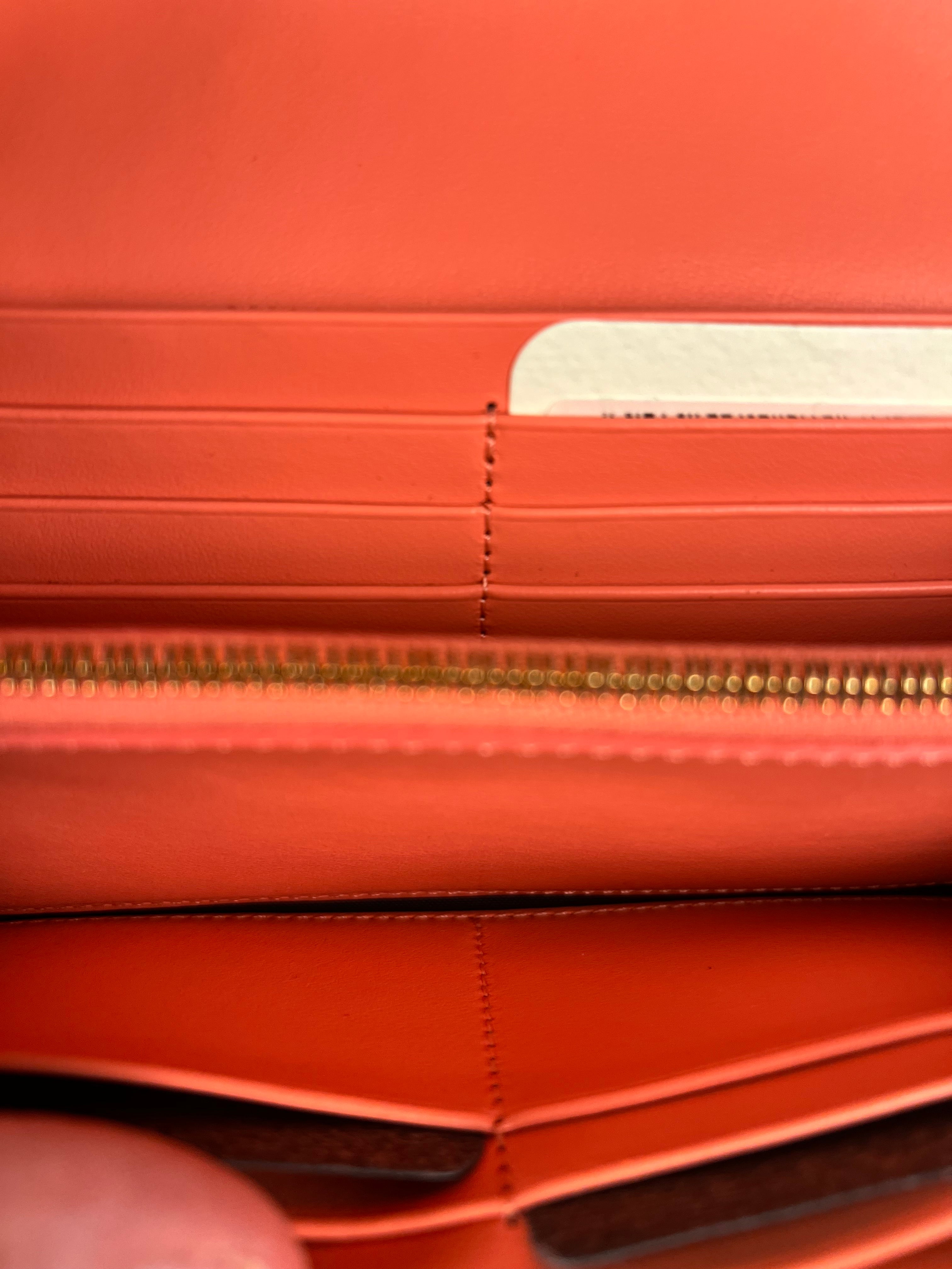 Fendi FF Diamonds Continental Peach Wallet on Chain