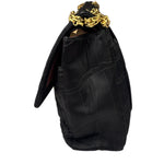 Chanel Black Matelasse Silk Double Flap Bag 2006
