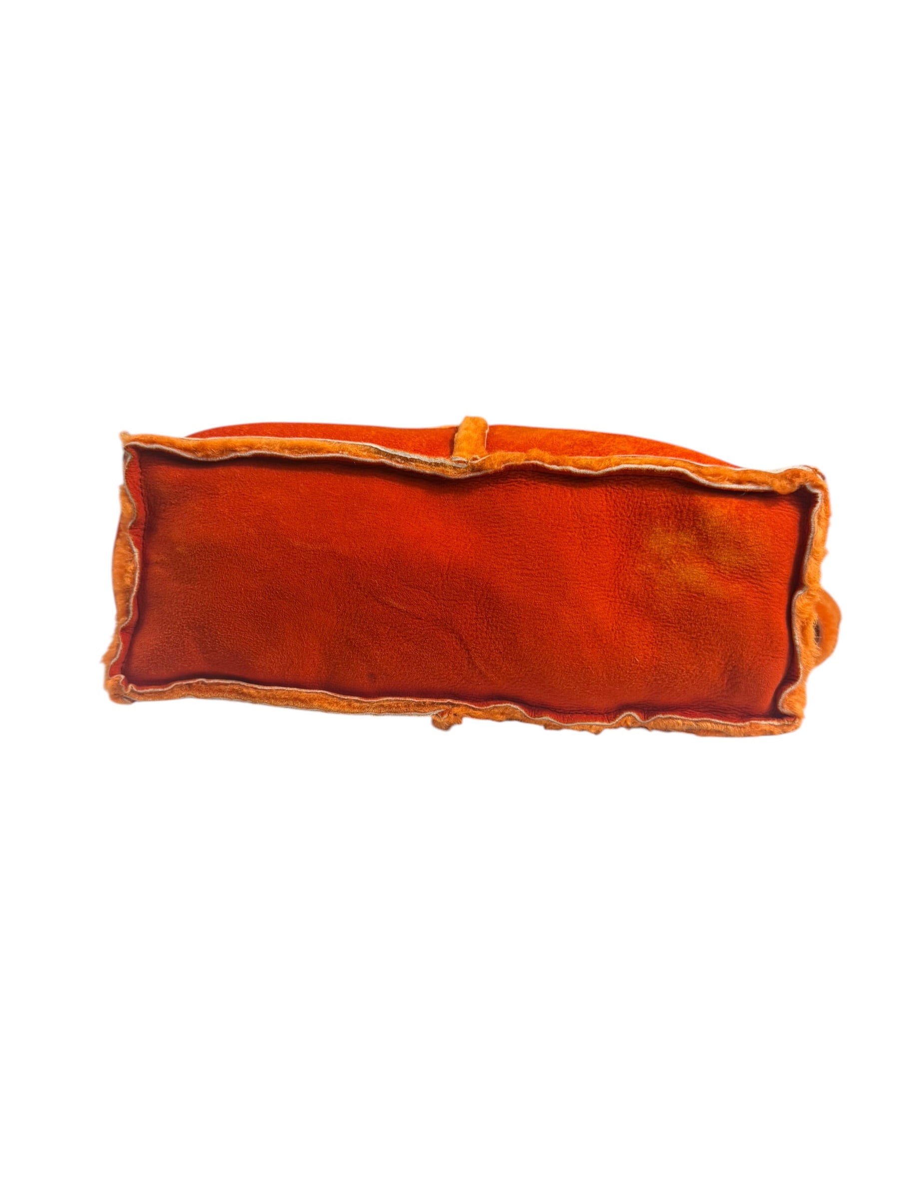 Chanel Orange Suede Shearling Patchwork Shoulder Bag 2001
