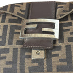Fendi Brown Leather Trim Baguette
