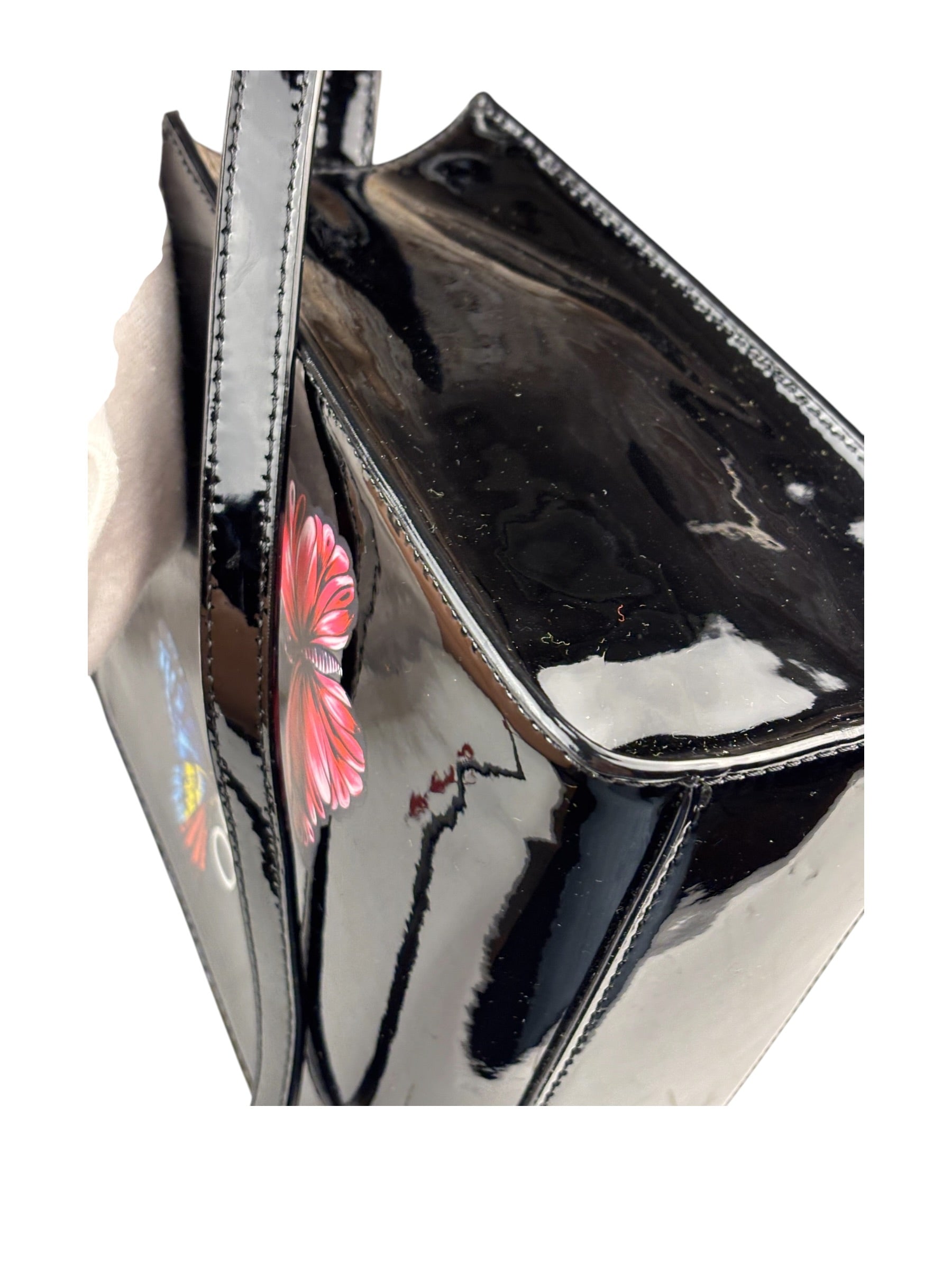 Off-White Black Patent Leather Kids Butterfly Bookish Two-Way Bag