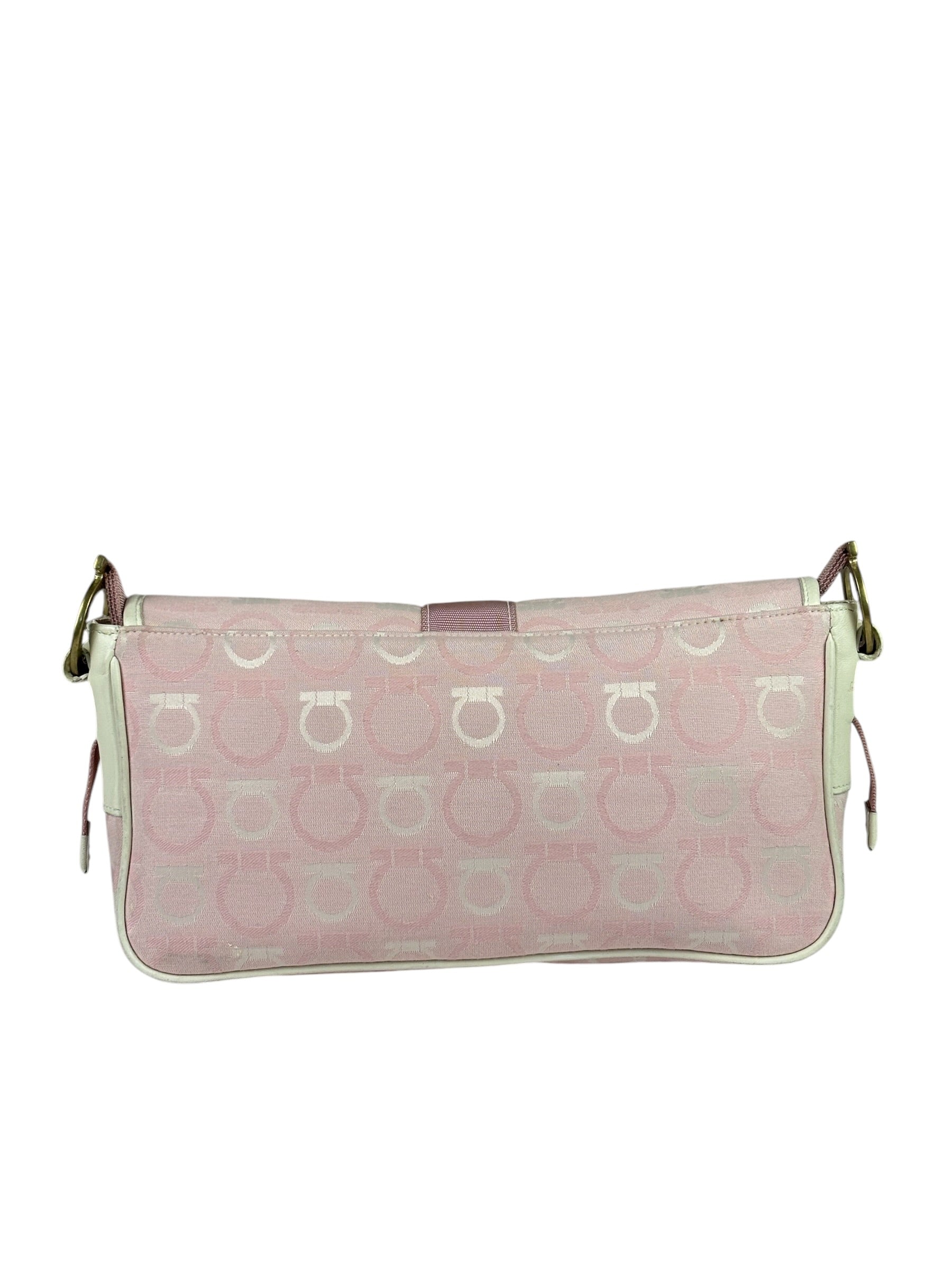 Ferragamo Pink Canvas Gancini Shoulder Bag
