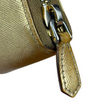 Prada Metallic Gold Saffiano Leather Zip-Around Wallet