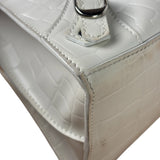Balenciaga White Crocodile-Embossed Leather Two-Way Bag
