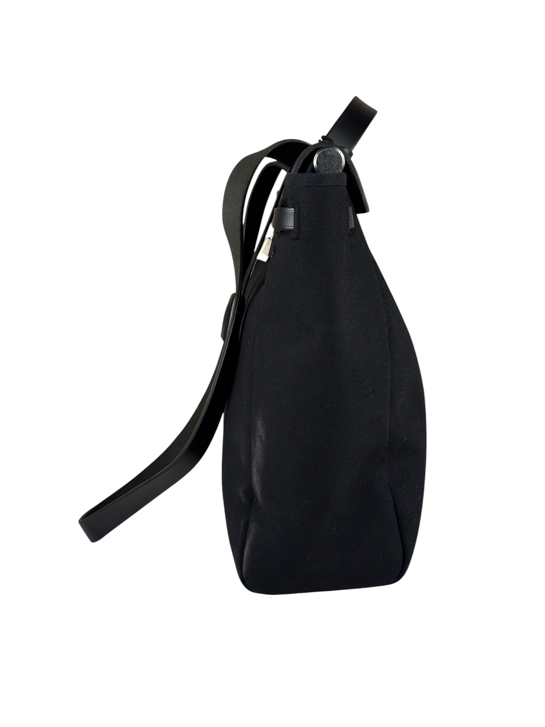 Hermes Black Leather Trim Herbag Two-Way Bag