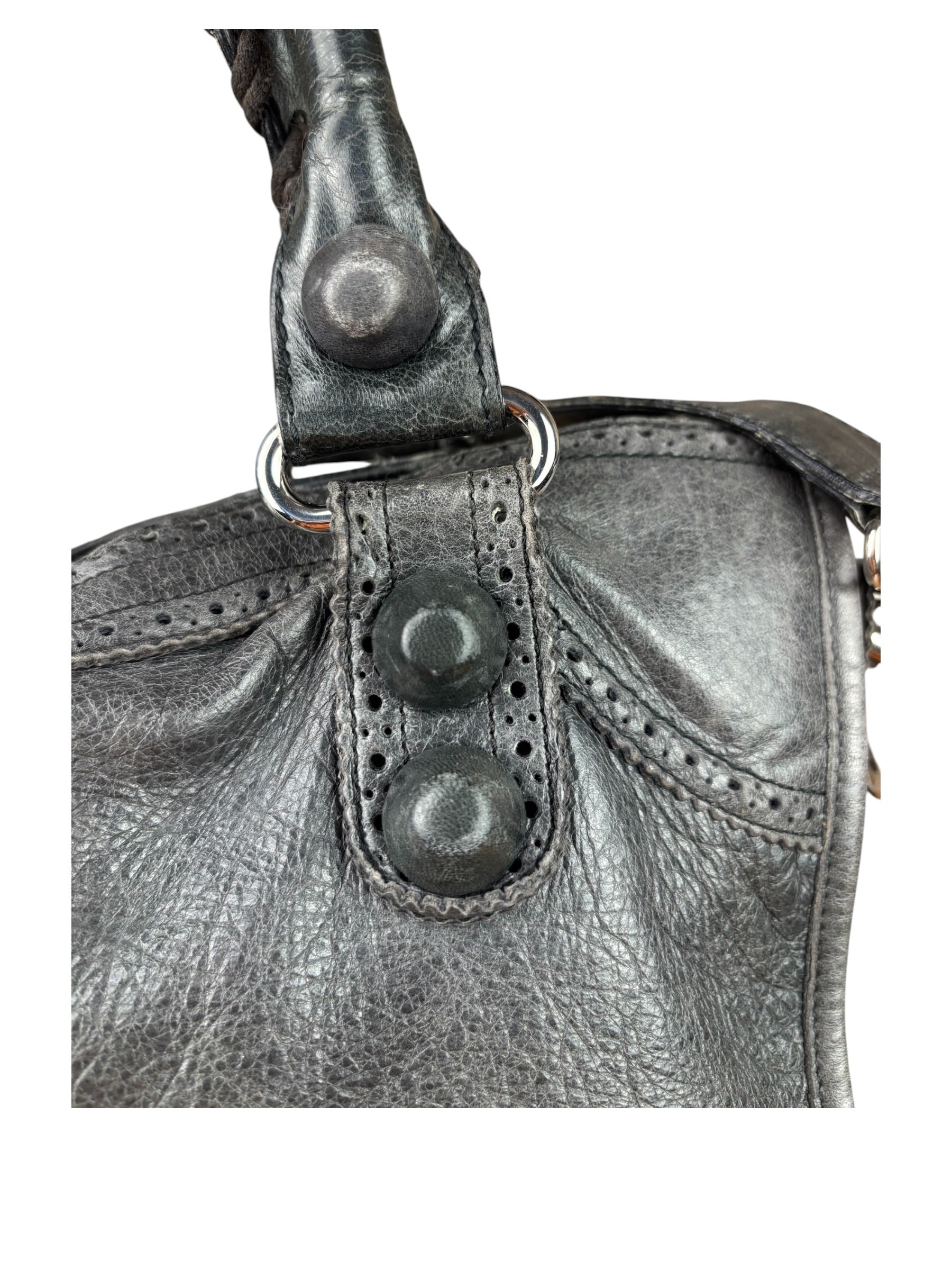 Balenciaga Dark Grey Covered Brogues City Bag
