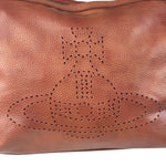 Vivienne Westwood Tan Brown Leather Perforated Orb Logo Shoulder Bag