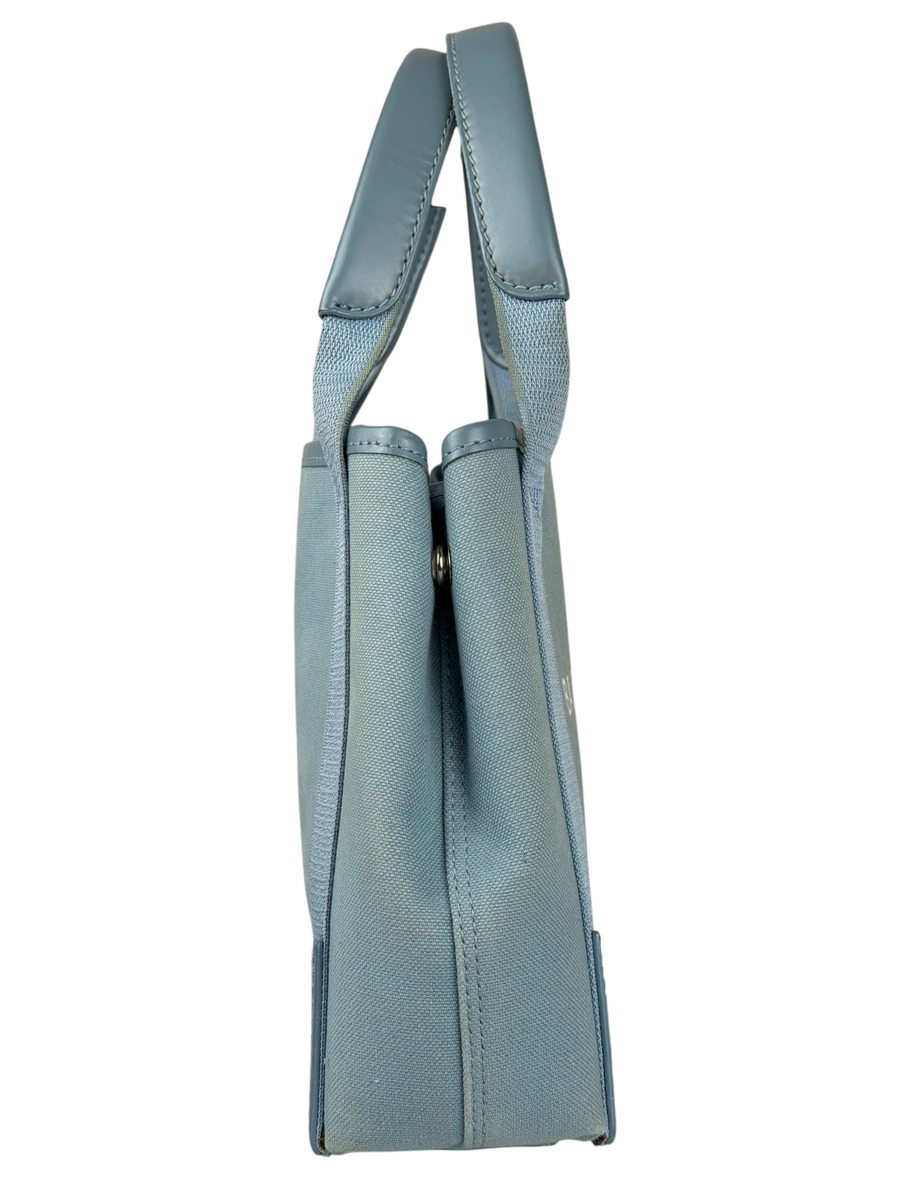 Balenciaga Light Blue Leather Trim Cabas XS Tote Bag