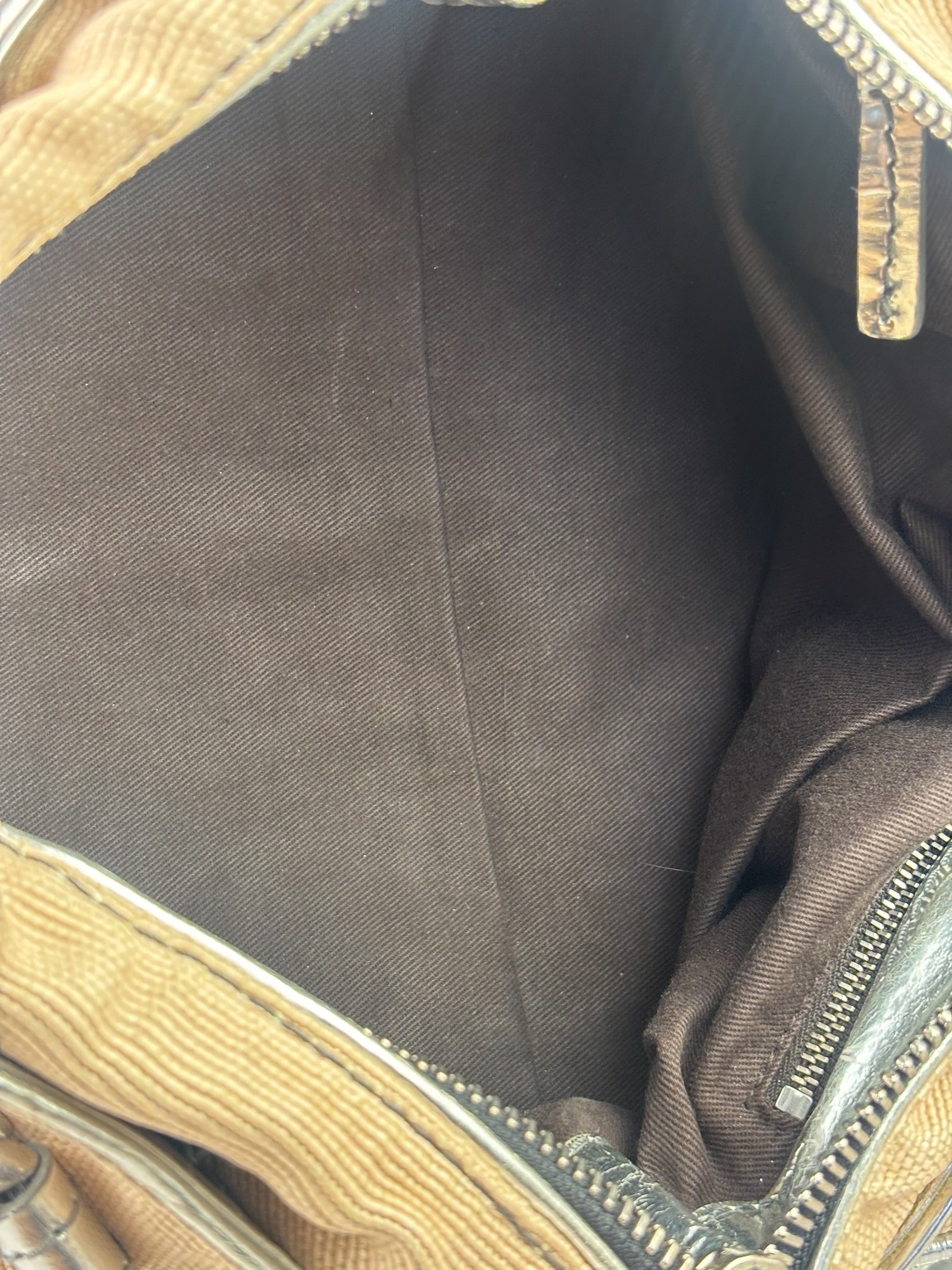 Chloe Beige/Silver Patent Leather Paddington Handbag