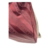 Balenciaga Burgundy Satin Jacquard Round S Lock Shoulder Bag