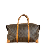 Celine Brown Leather Canvas Macadam Travel Handbag