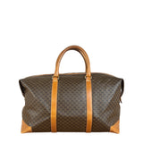Celine Brown Leather Canvas Macadam Travel Handbag