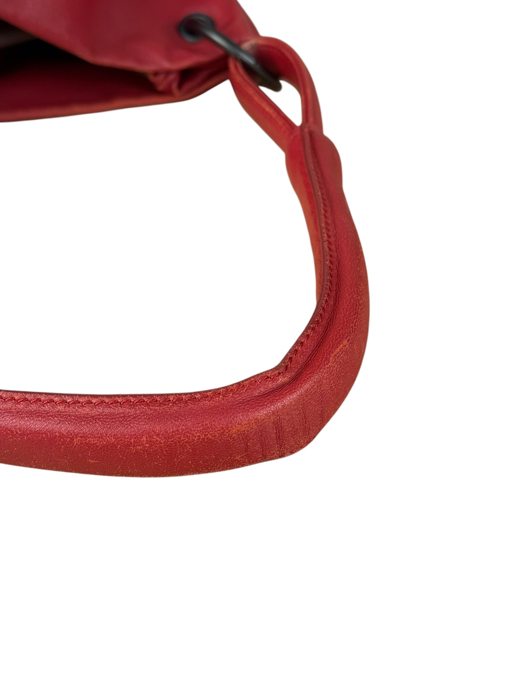 Bottega Veneta Vintage Red Hobo Aquilone Fortune Cookie Shoulder Bag