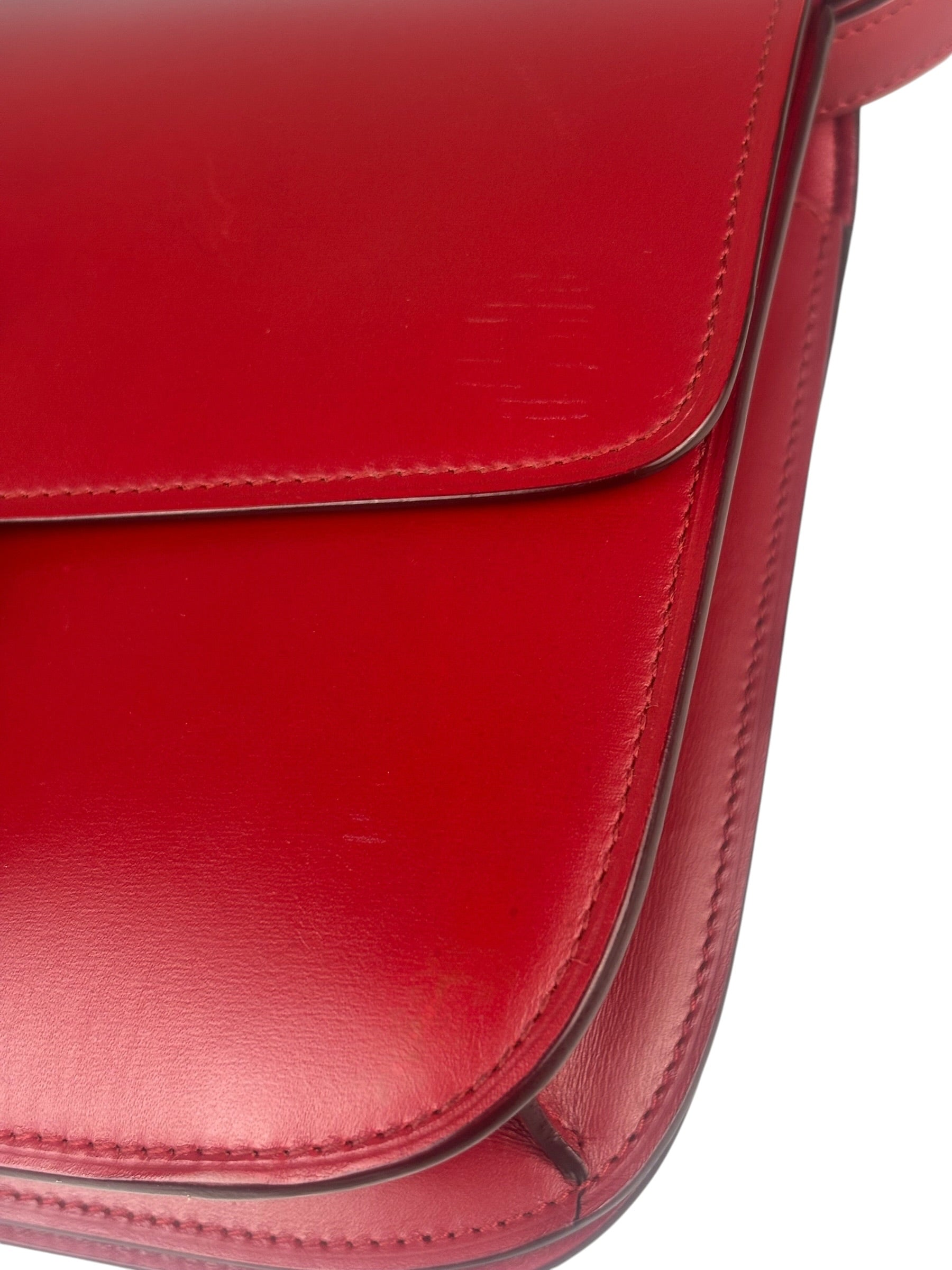 Celine Red Leather Box Crossbody Bag