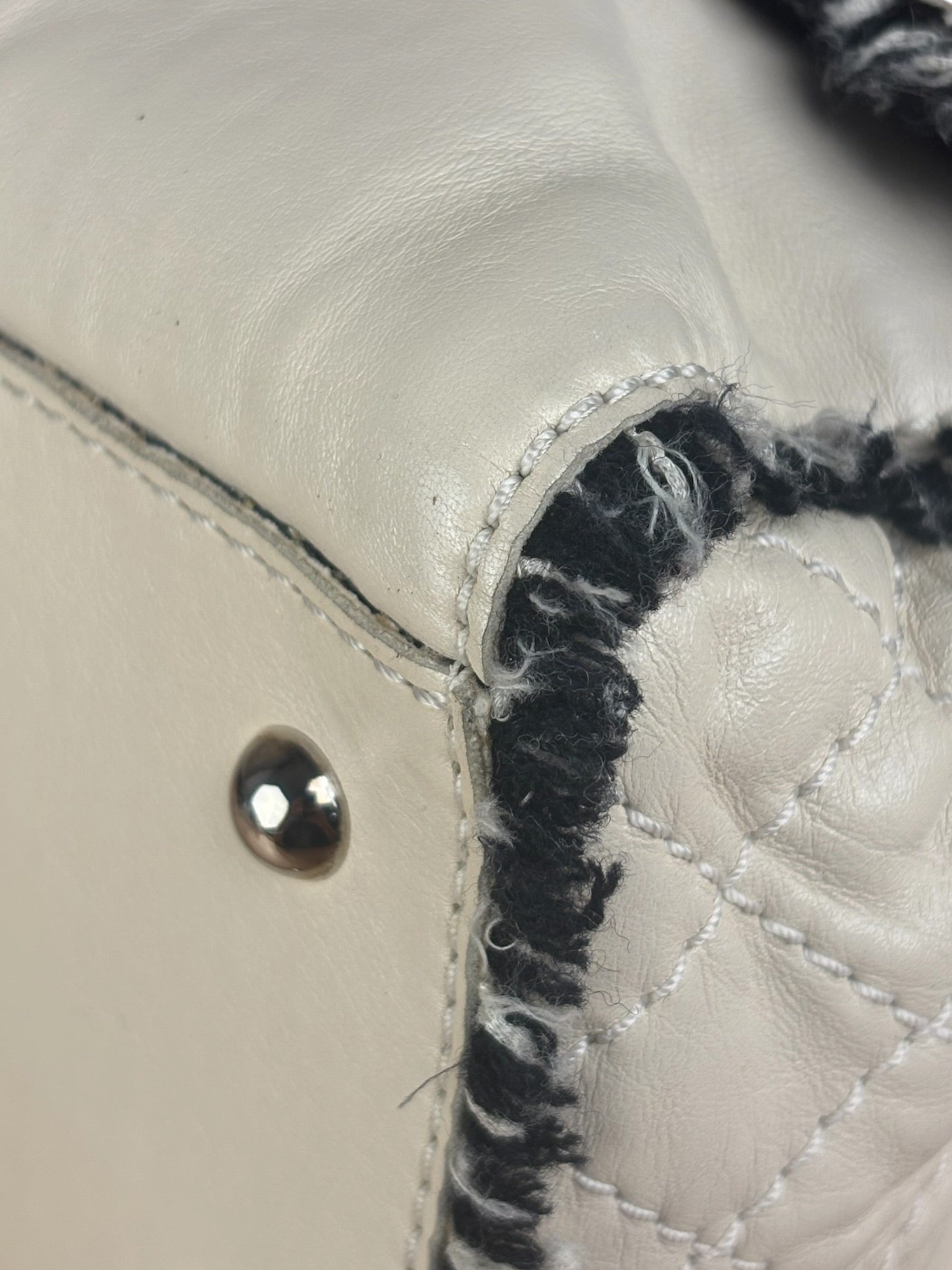 Chanel White Leather Mini Flap Shoulder Bag 1992