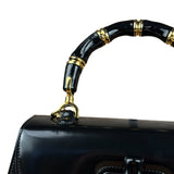 Gucci Vintage Black Leather Bamboo Top Handle Shoulder/Hand Bag