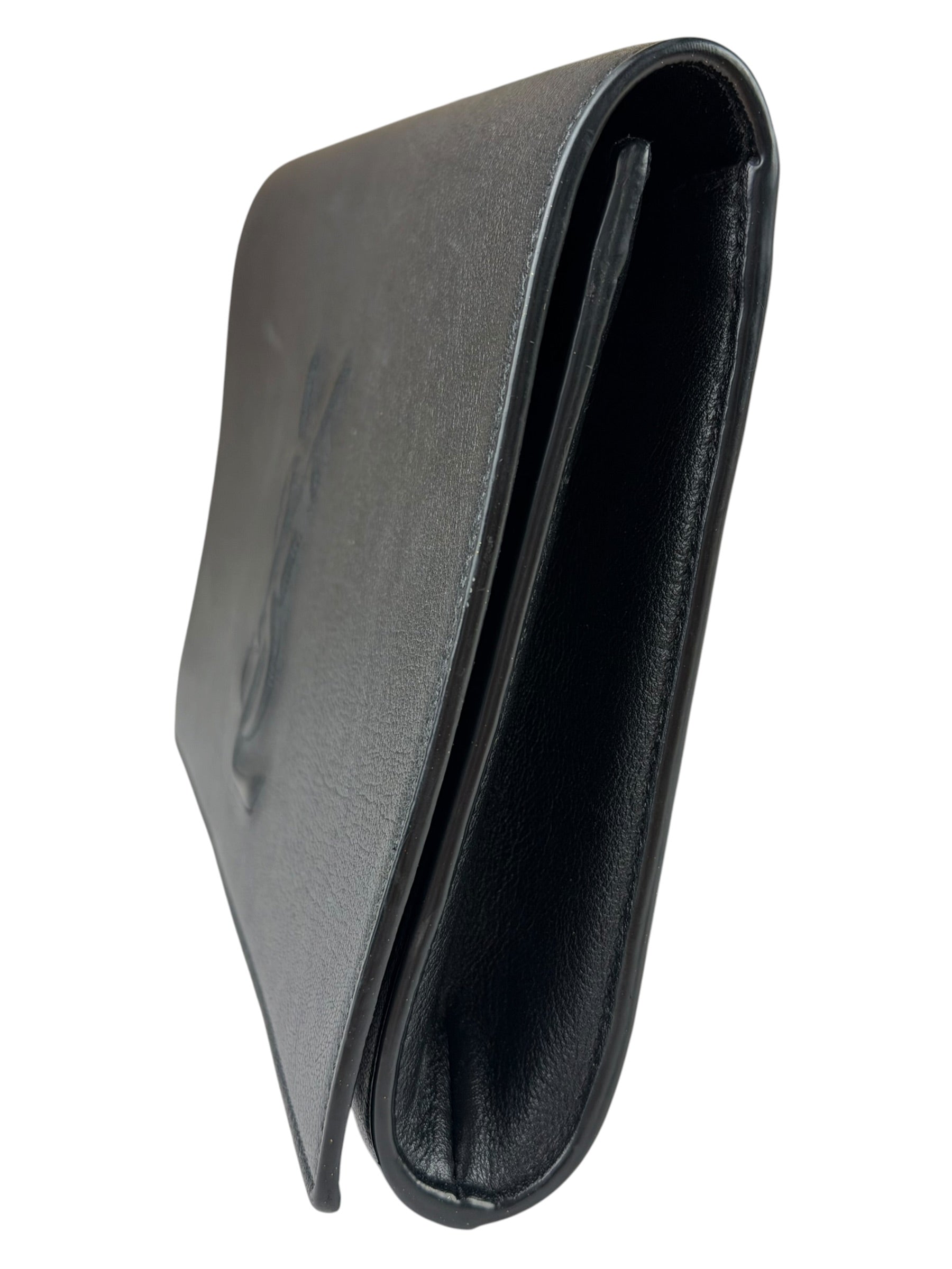Yves Saint Laurent Black Leather Flap Clutch