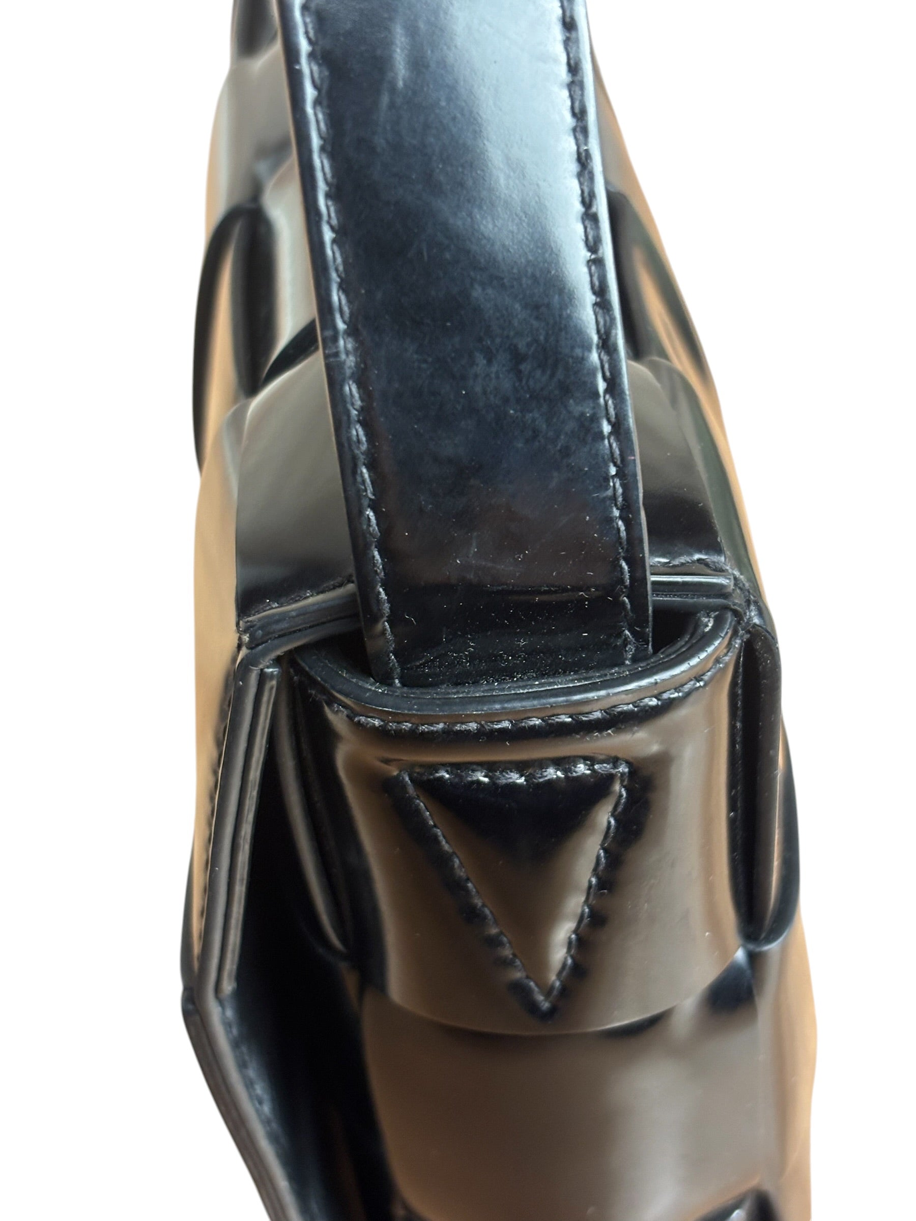 Bottega Veneta Black Leather Maxi Intrecciato Cassette Flap Bag