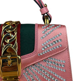 Gucci Sylvie Pink Mini Satin Embellished 2Way Handbag