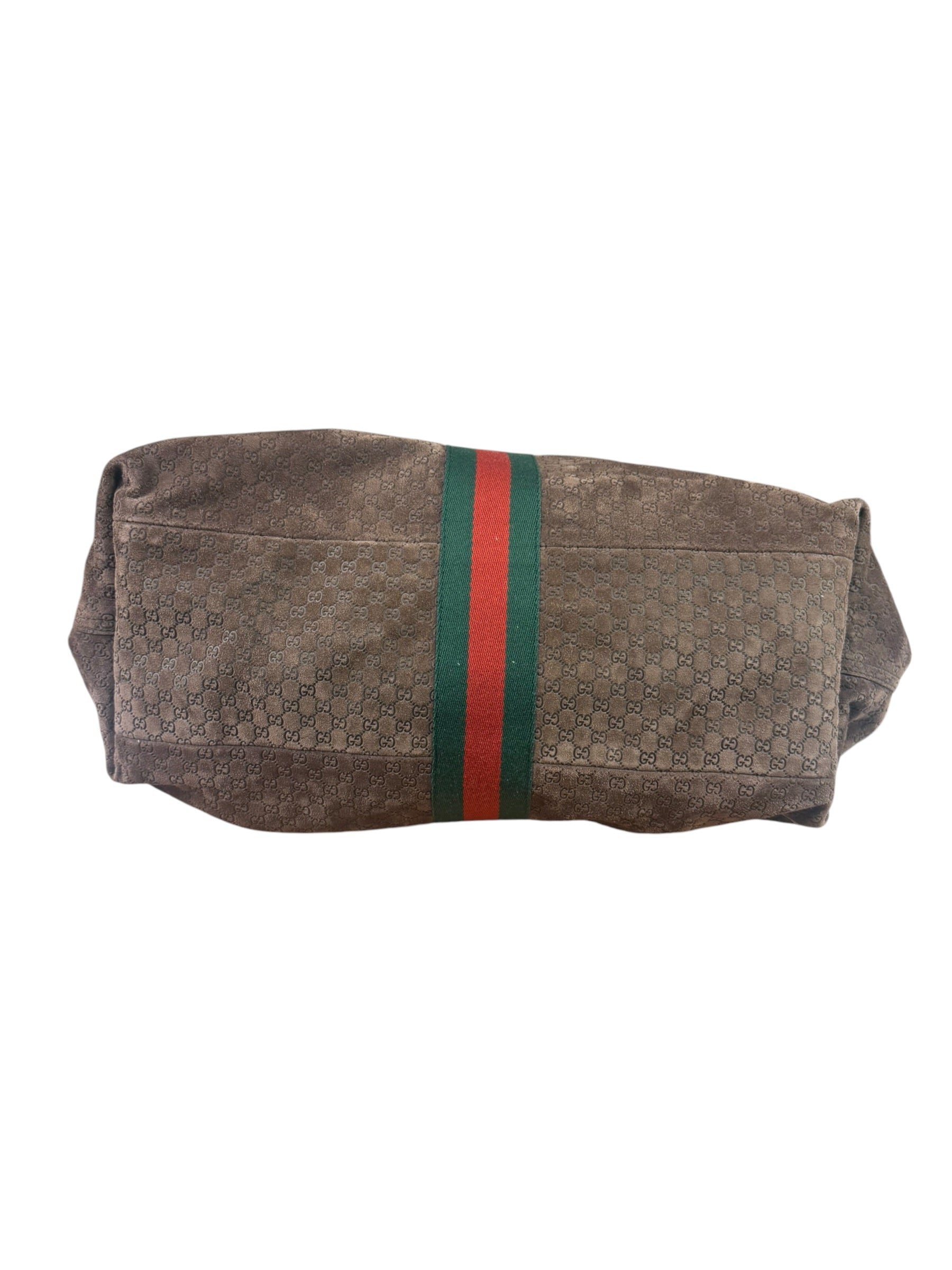 Gucci Brown Suede GG Supreme Giglio Large Tote