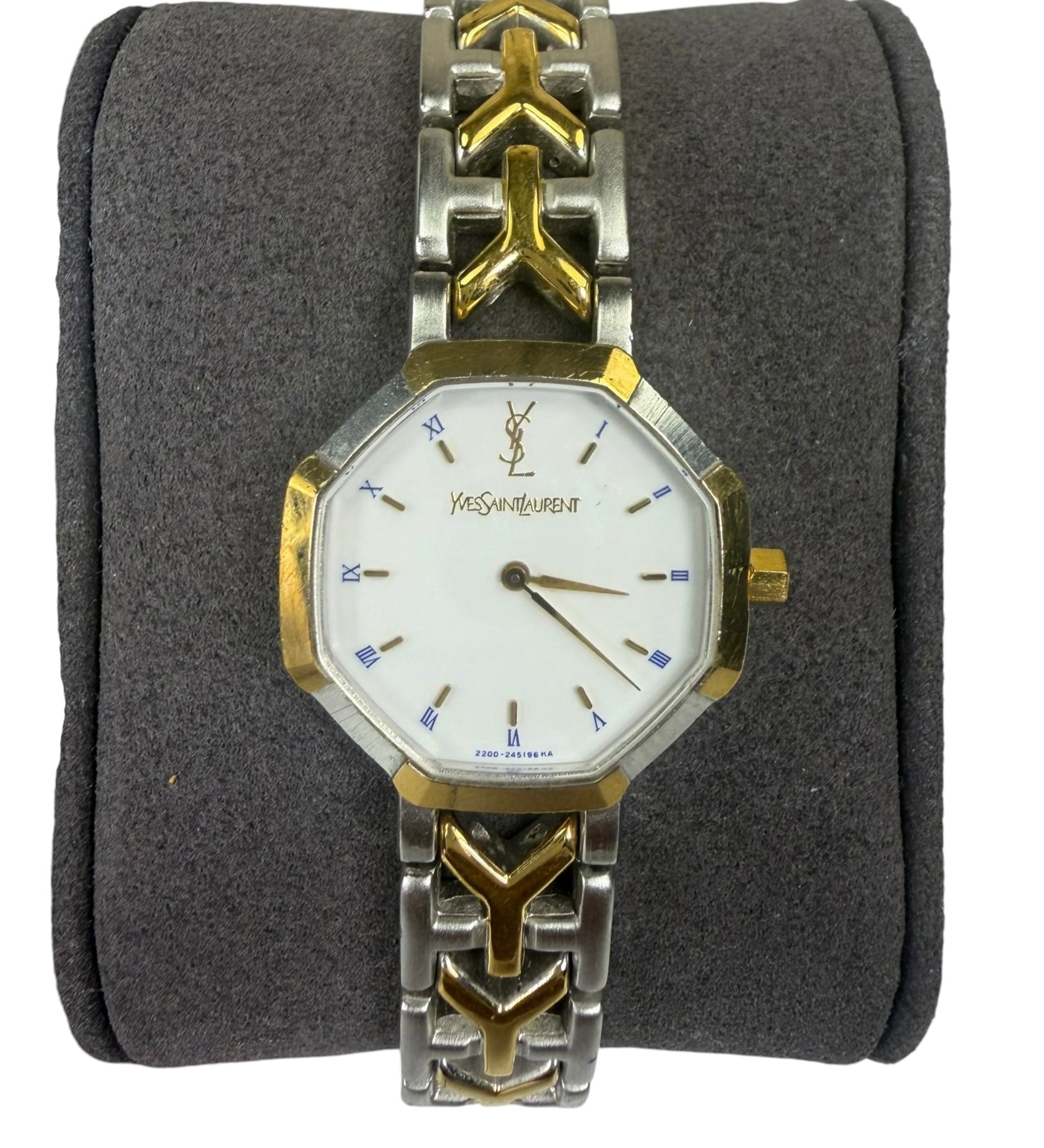 YSL 2 Tone Octagon White Dial