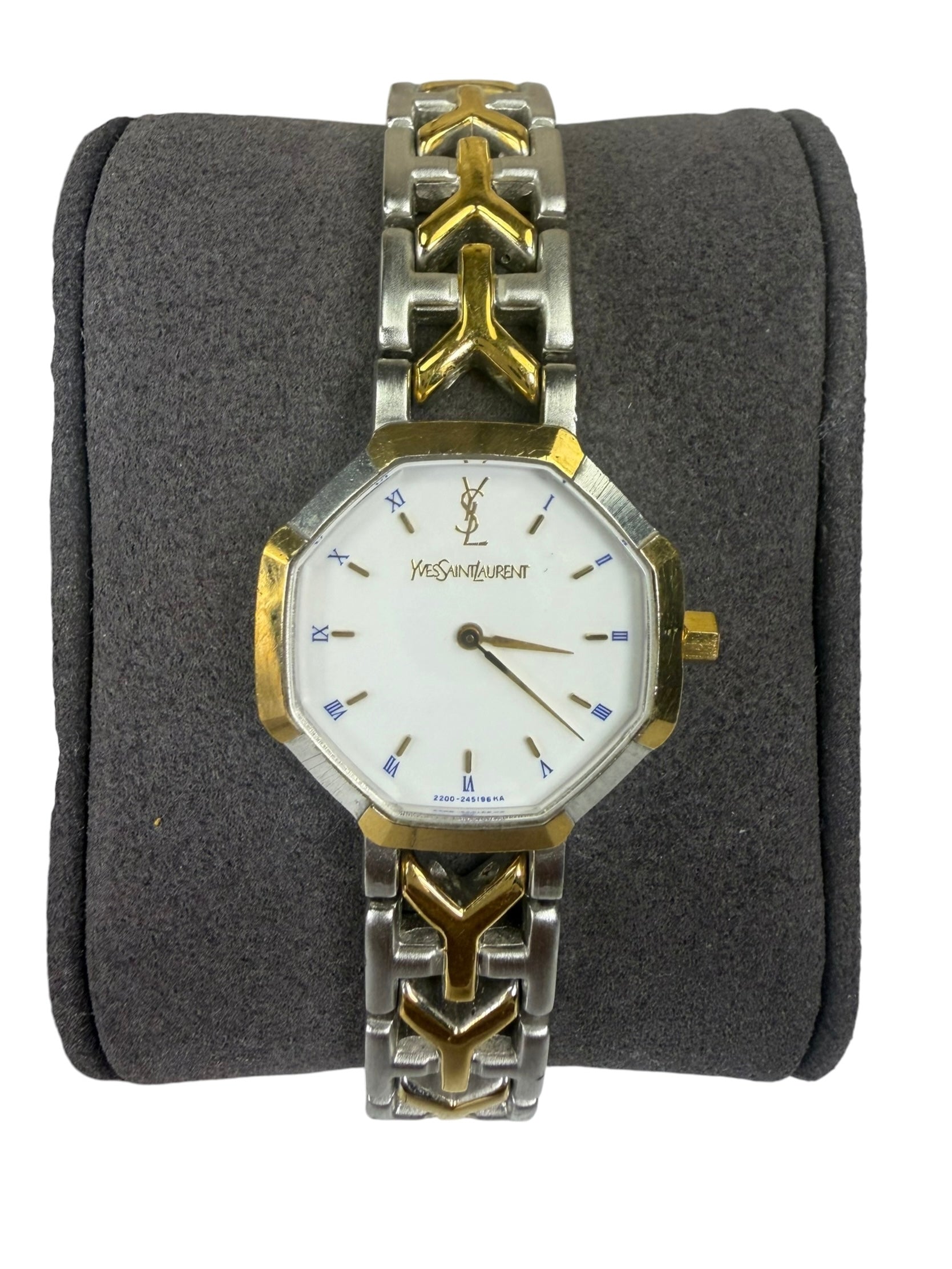 YSL 2 Tone Octagon White Dial
