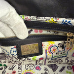 Fendi Black Leather 3D Logo Embossed Baguette