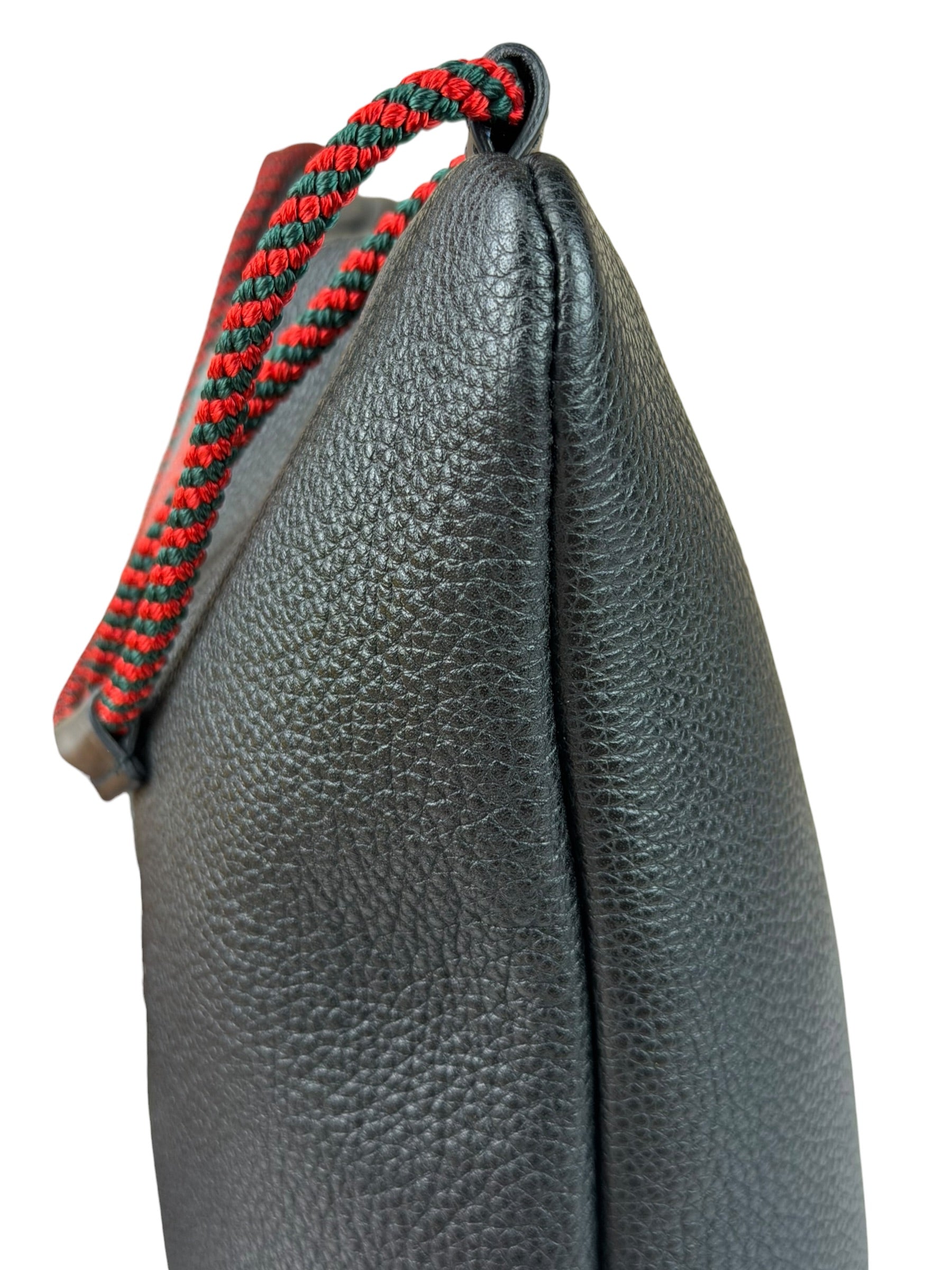 Gucci Black Leather Drawstring Backpack