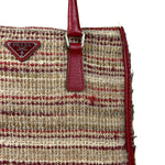 Prada Vintage Red Woven Tweed Zip Tote