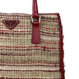 Prada Vintage Red Woven Tweed Zip Tote