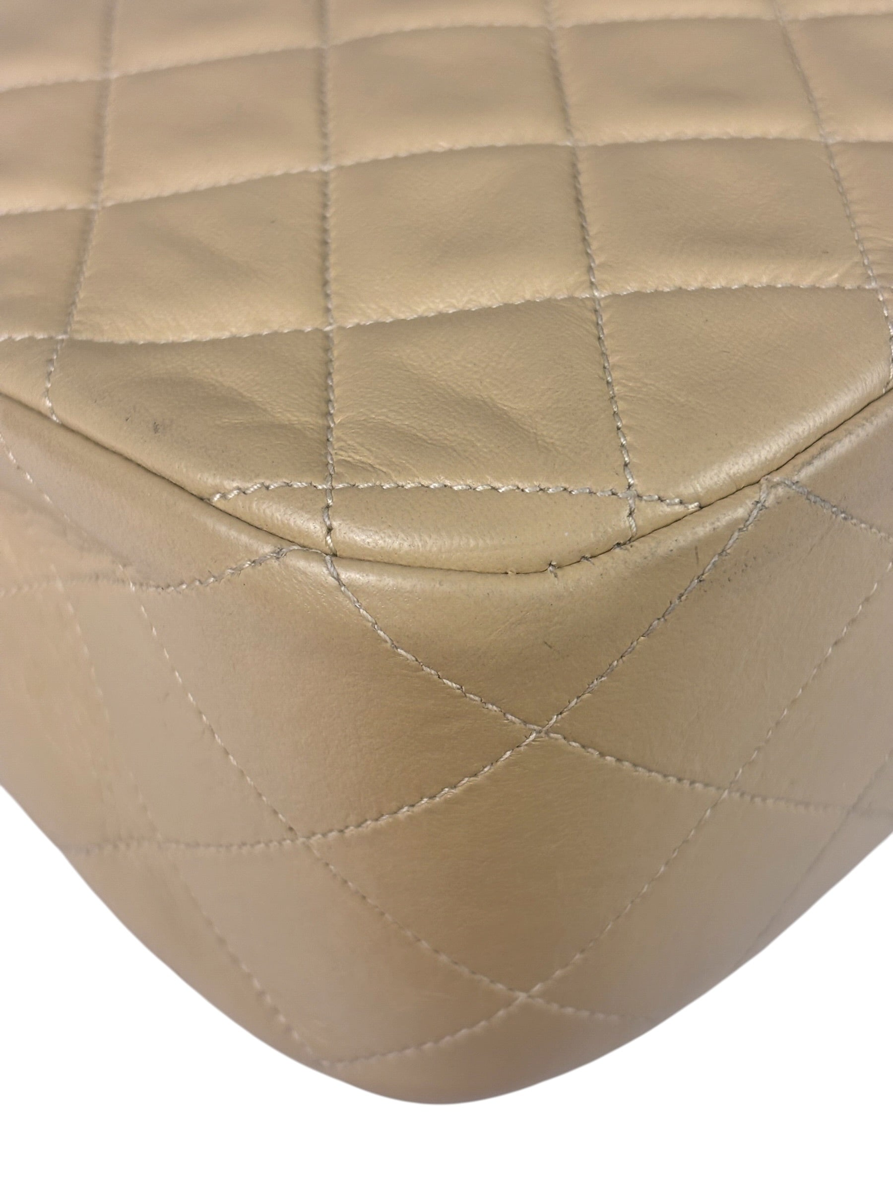 Chanel Beige Quilted Lambskin Flap Bag 90's