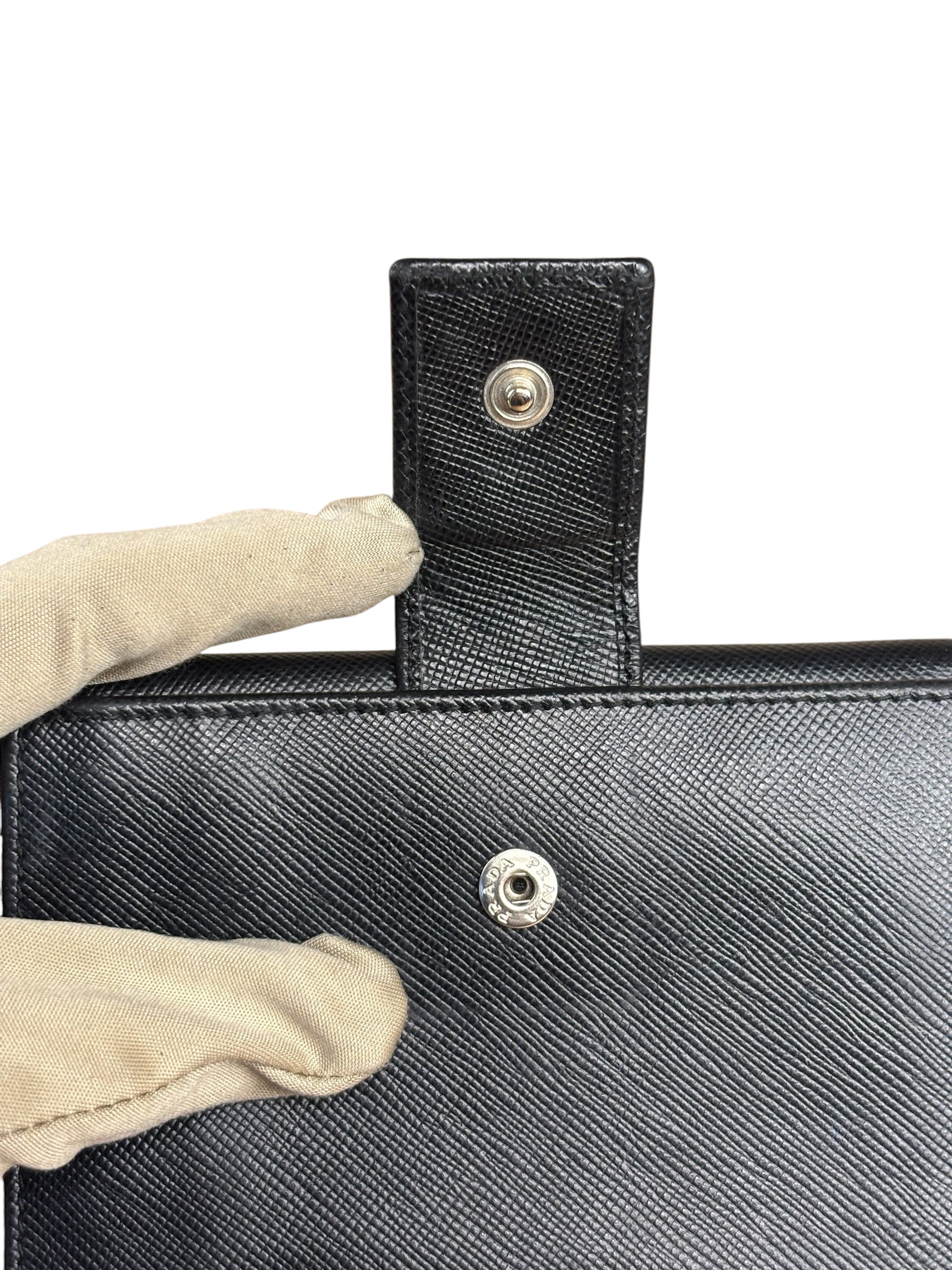 Prada Black Saffiano Leather Compact Wallet
