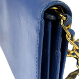 Prada Blue Saffiano Leather Fire Flap Wallet On Chain