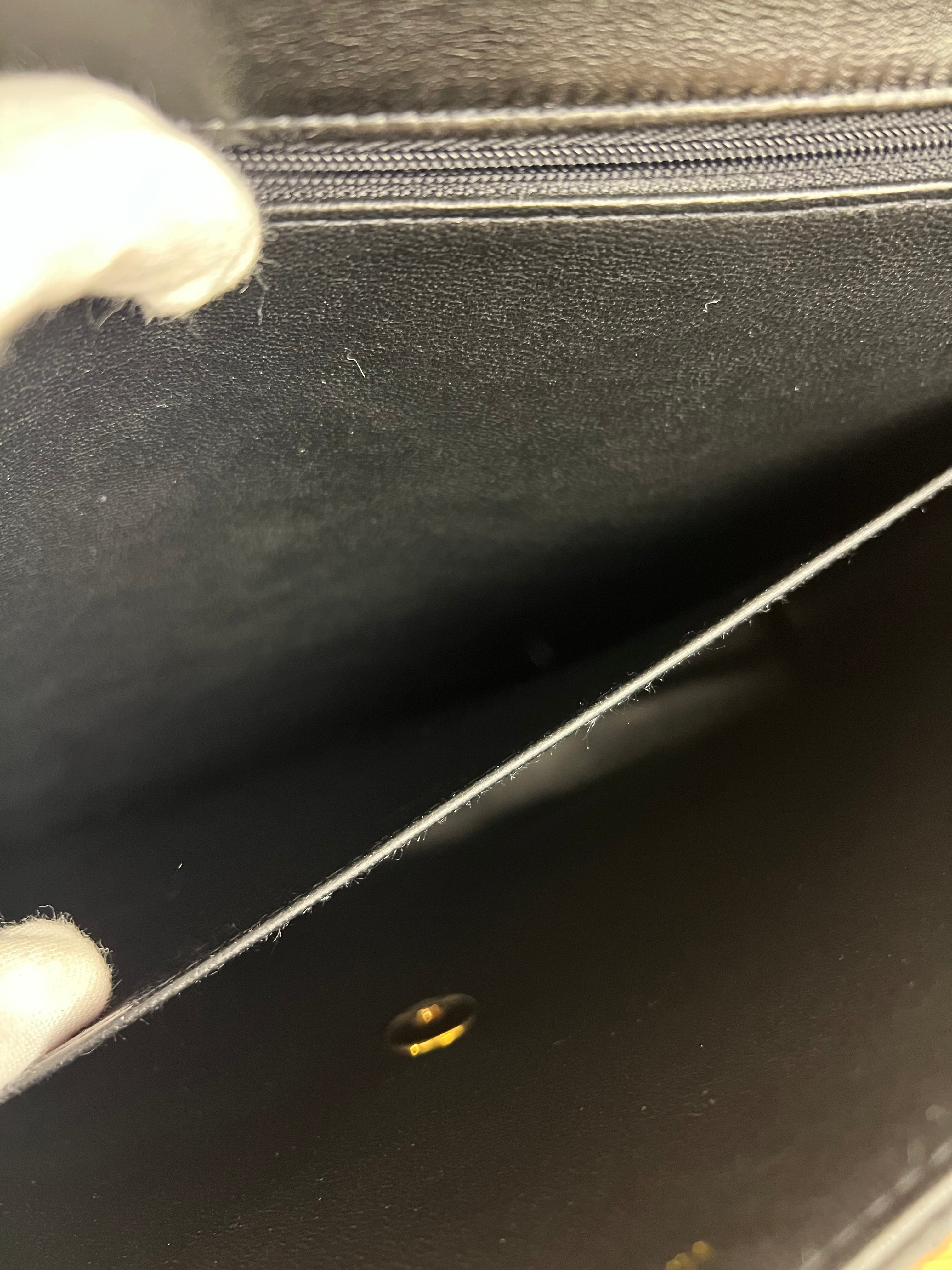 Chanel CC Black Patent Quilted Flap Briefcase Handbag '95