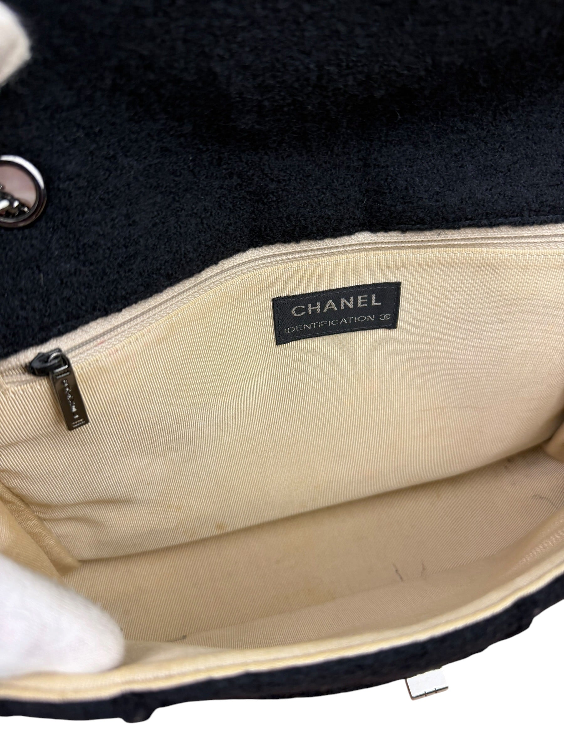 Chanel Black Wool Quilted 2.55 Chain Flap Bag '97-'99