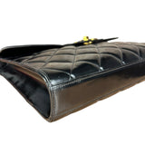 Chanel CC Black Patent Quilted Flap Briefcase Handbag '95