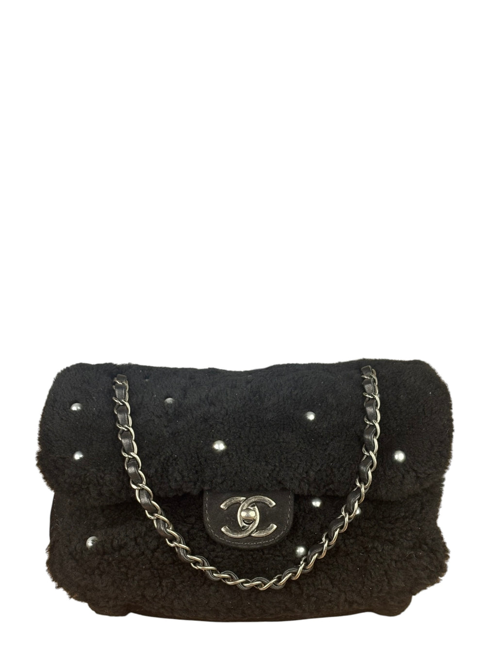 Chanel Pearl Shearling Flap Bag 2014