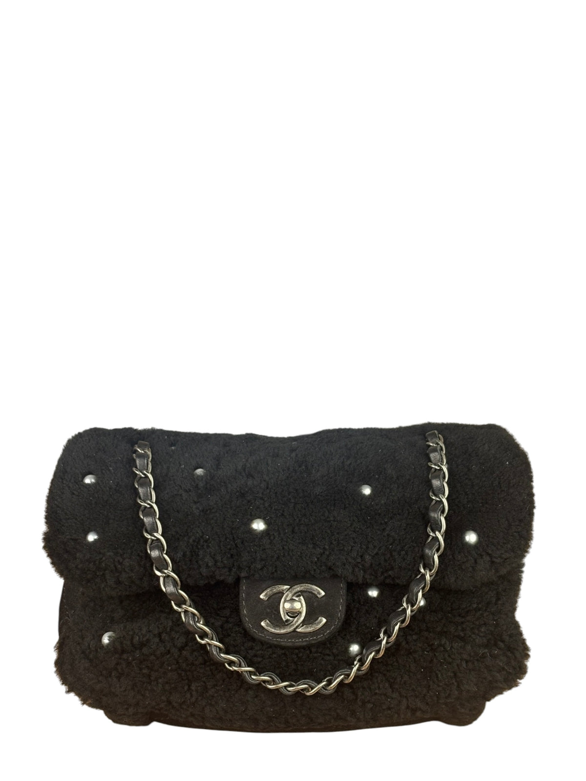 Chanel Pearl Shearling Flap Bag 2014