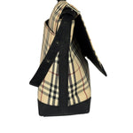 Burberry Black Leather Trim House Check Flap Crossbody Bag