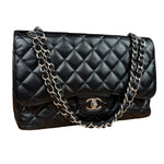 Chanel Black Caviar Quilted Leather Classic Jumbo Double Flap Bag 2011