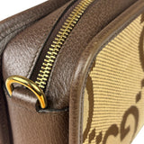 Gucci Brown Leather Trim Jumbo GG Mini Crossbody