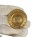 Chanel Vintage Gilded Sunburst Medalliion Button Brooch 1980s