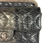 Chanel Black Python Leather Kiss-Lock Flap Bag 2015