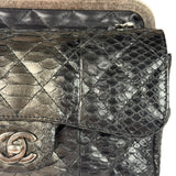 Chanel Black Python Leather Kiss-Lock Flap Bag 2015