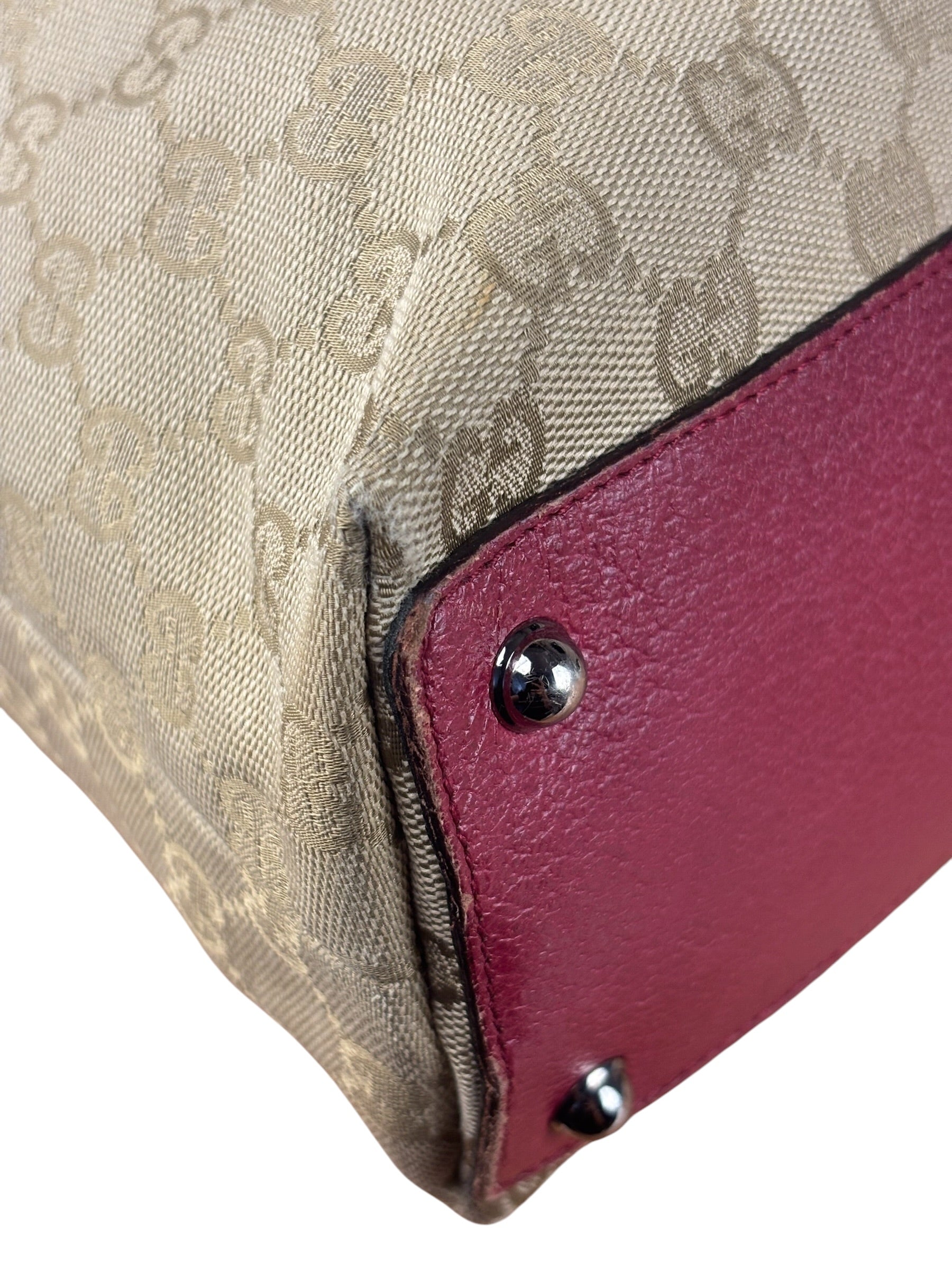 Gucci Vintage GG Canvas Pink Trim Shoulder Bag